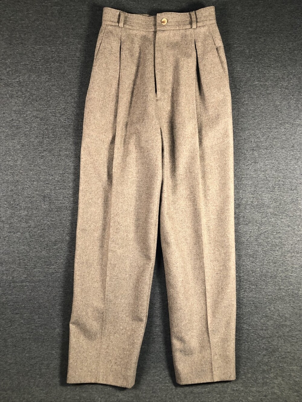 Vintage 90's Calvin Klein Women's Brown Wool Slacks with Rust Lining Size 2